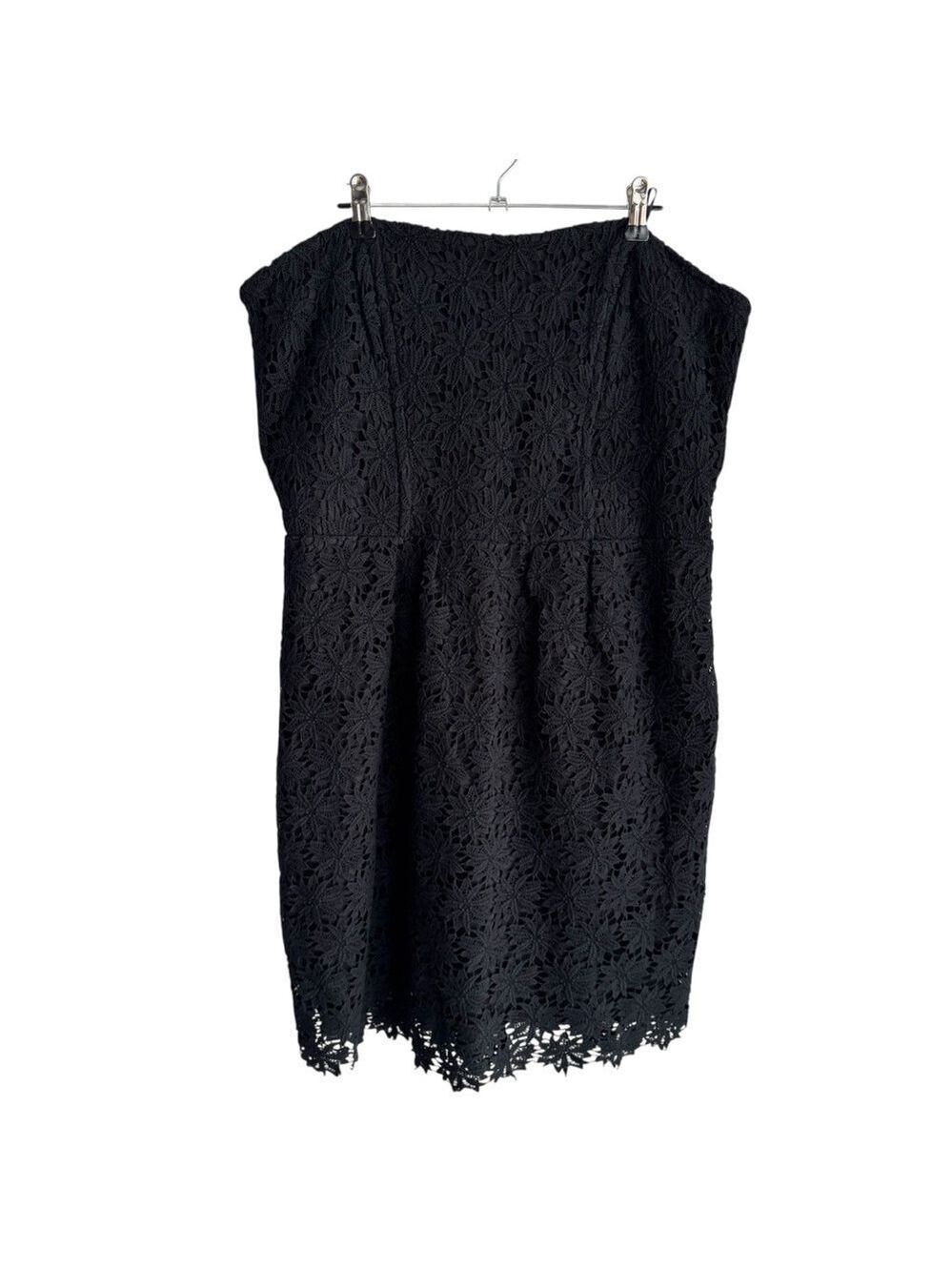 Temperance Eyelet Lace Strapless Mini Dress XL Black Floral Cocktail Party LBD